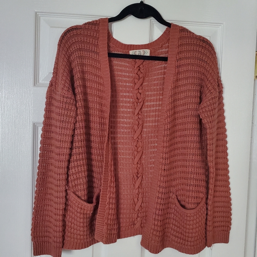 Relaxed knit coral cardigan